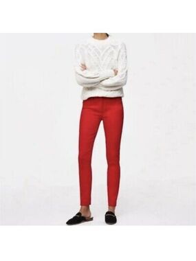 LOFT Julie Skinny Bold Striking Red Pants 10